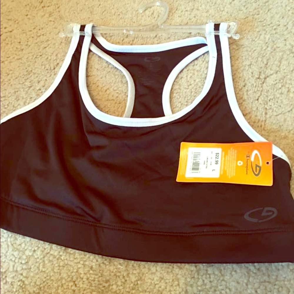 Champion sports bra size large color black/white